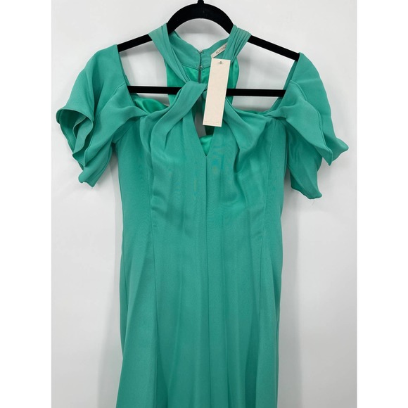 NWT Kobi Halperin Avril Dress Halter Neck Cutout Midi Green Size 2 Retail $595 - Picture 7 of 10